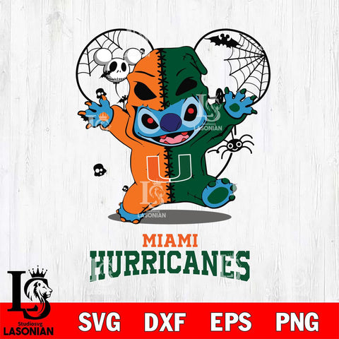 Miami Hurricanes Stitch Horror Halloween 2 Svg Eps Dxf Png File, Digital Download, Instant Download