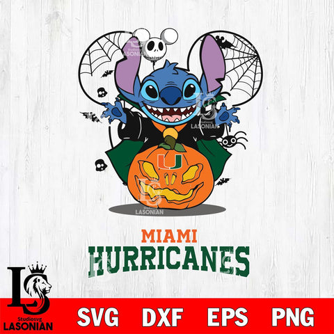 Miami Hurricanes Stitch Horror Halloween Svg Eps Dxf Png File, Digital Download, Instant Download