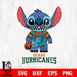 Miami Hurricanes Stitch Horror Halloween Svg Eps Dxf Png File, NCAA svg, Digital Download, Instant Download