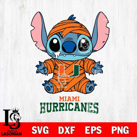 Miami Hurricanes Stitch Mummy Svg Eps Dxf Png File, NCAA svg, Digital Download, Instant Download