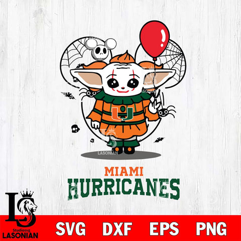 Miami Hurricanes Stitch Pennywise Halloween Svg Eps Dxf Png File, Digital Download, Instant Download