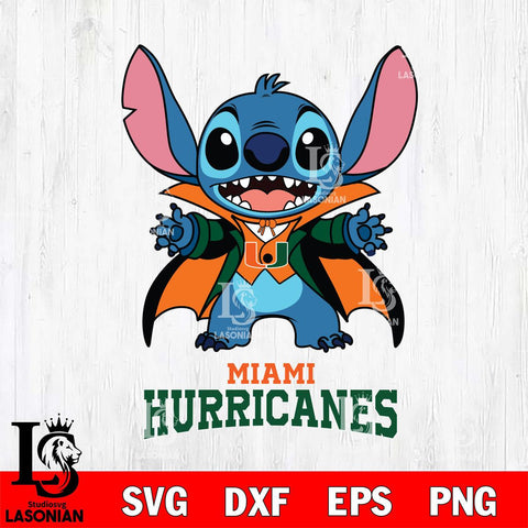 Miami Hurricanes Stitch Vampire halloween Svg Eps Dxf Png File, NCAA svg, Digital Download, Instant Download