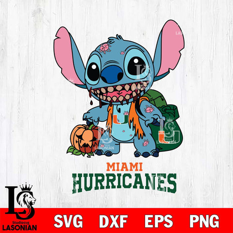 Miami Hurricanes Stitch Zombie Svg Eps Dxf Png File, NCAA svg, Digital Download, Instant Download