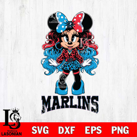 Miami Marlins Beauty Minnie Mouse Svg Eps Dxf Png File, Digital Download, Instant Download