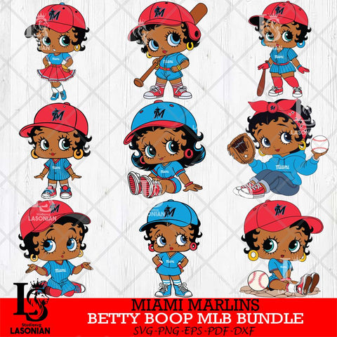 Miami Marlins  Betty Boop MLB Bundle 9 SVG Eps Dxf Png File, Bundle MLB svg, Digital Download, Instant Download