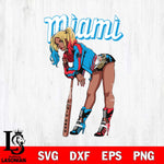 Miami Marlins Black Fan Girl Harley Quinn MLB Svg Eps Dxf Png File, Digital Download, Instant Download