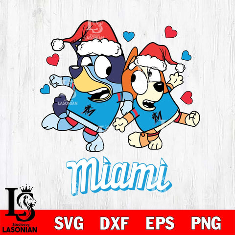 Miami Marlins Bluey Christmas 2 Svg Eps Dxf Png File, Digital Download