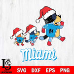 Miami Marlins Bluey Family Christmas Svg Eps Dxf Png File, Digital Download