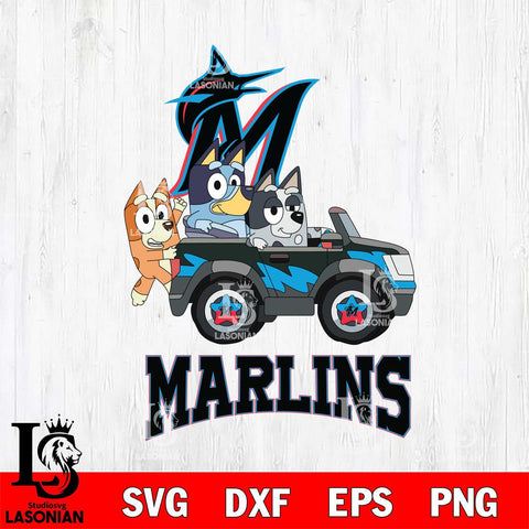 Miami Marlins Bluey friends Svg Eps Dxf Png File, MLB svg, Digital Download, Instant Download