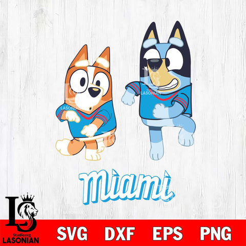 Miami Marlins Bluey with Chilli Dance Svg Eps Dxf Png File, Digital Download, Instant Download