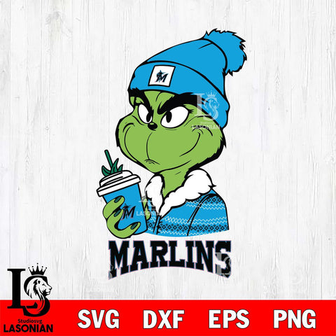 Miami Marlins Boujee Grinch Christmas Cut Files Cricut, Svg Dxf Eps Png file , Silhouette