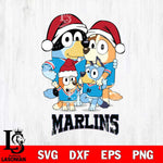 Miami Marlins Christmas Bluey Family Sport Cricut , Christmas Svg , Bluey svg , Digital Download, dxf eps png pdf file