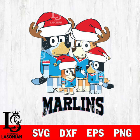 Miami Marlins Christmas Bluey Santa Family Cricut , Christmas Svg , Bluey svg , Digital Download, dxf eps png pdf file