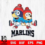 Miami Marlins Christmas Bluey & Bingo Sit Cricut , Christmas Svg , Bluey svg , Digital Download, dxf eps png pdf file