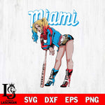 Miami Marlins Fan Girl Harley Quinn MLB Svg Eps Dxf Png File, Digital Download, Instant Download