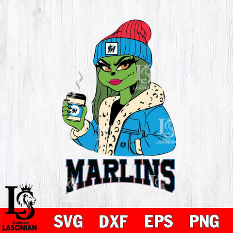 Miami Marlins Girls Grinch Bougie Svg Eps Dxf Png File, Digital Download, Instant Download