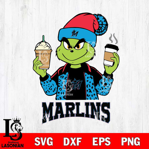 Miami Marlins Grinch 2 coffee Svg Eps Dxf Png File, Digital Download, Instant Download