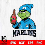 Miami Marlins Grinch Drinking Beer Christmas Cut Files Cricut, Svg Dxf Eps Png file , Silhouette