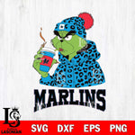 Miami Marlins Grinch Leopard Christmas Cut Files Cricut, Svg Dxf Eps Png file , Silhouette