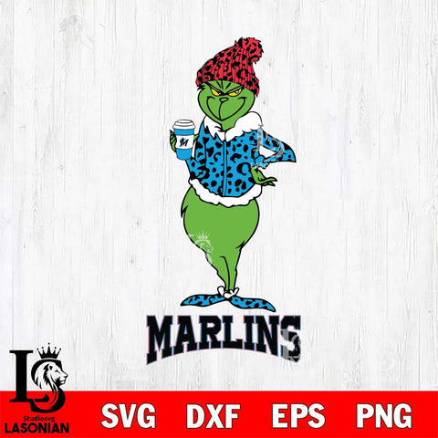 Miami Marlins Grinch Leopard Coffee Svg Eps Dxf Png File, Digital Download, Instant Download