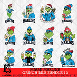 Miami Marlins Grinch MLB Bundle 12 SVG Eps Dxf Png File, Digital Download, Instant Download