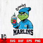 Miami Marlins Grinchy Bougie Christmas Cut Files Cricut, Svg Dxf Eps Png file , Silhouette