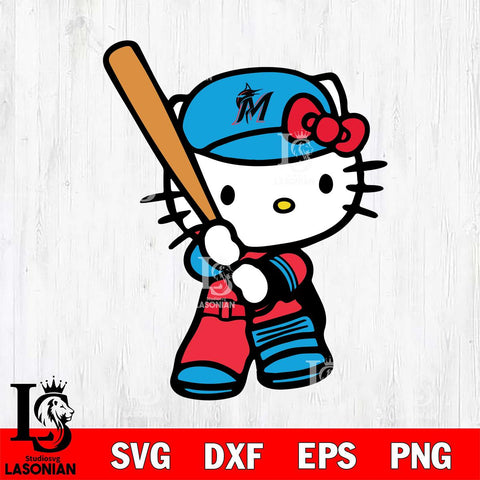 Miami Marlins Hello Kitty Svg Eps Dxf Png File, Digital Download, Instant Download