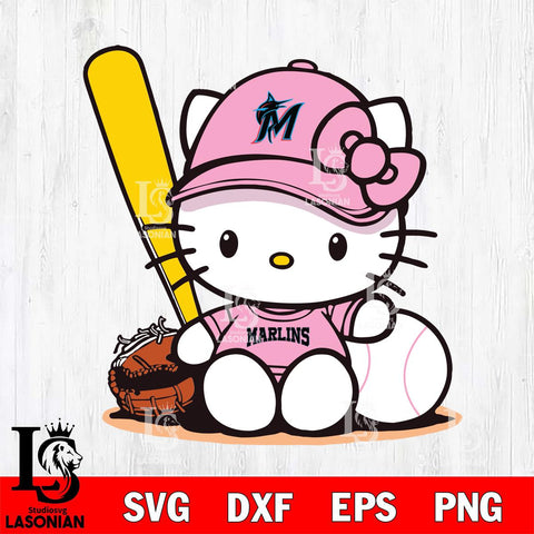 Miami Marlins Hello Kitty Pink Baseball8 Svg Eps Dxf Png File, MLB svg, Digital Download, Instant Download