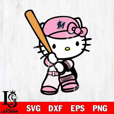 Miami Marlins Hello Kitty Pink Baseball 2 Svg Eps Dxf Png File, MLB svg, Digital Download, Instant Download