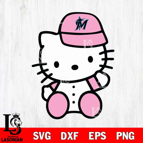 Miami Marlins Hello Kitty Pink Baseball 5 Svg Eps Dxf Png File, MLB svg, Digital Download, Instant Download