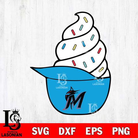 Miami Marlins Ice Cream Hat Svg Eps Dxf Png File, Digital Download, Instant Download