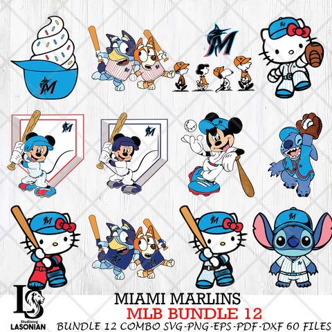 Miami Marlins MLB Bundle 12 Svg Eps Dxf Png File, Digital Download, Instant Download