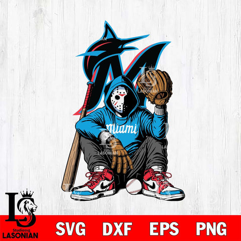 Miami Marlins MLB Jason Voorhees Halloween SVG Svg Eps Dxf Png File, Digital Download, Instant Download