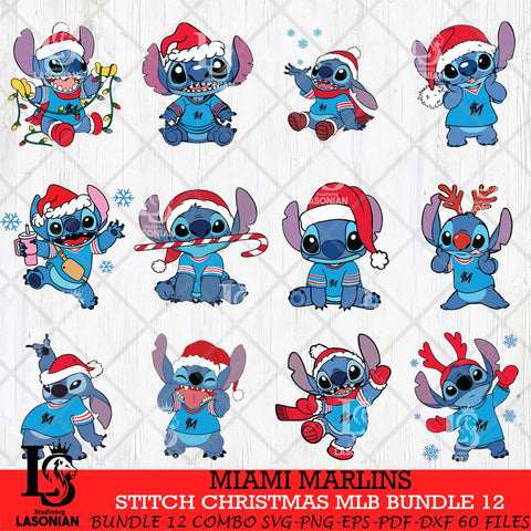 Miami Marlins Stitch Christmas MLB Bundle 12 SVG DXF EPS PNG file, Cut file cricut, Instant Download