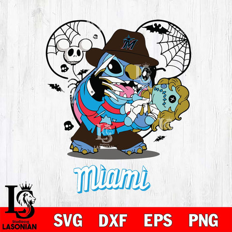 Miami Marlins Stitch Freddy Krueger Halloween Svg Eps Dxf Png File, Digital Download, Instant Download