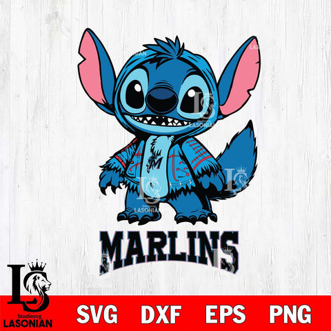 Miami Marlins Stitch Halloween Svg Eps Dxf Png File, MLB svg, Digital Download, Instant Download