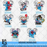 Miami Marlins Stitch Halloween Bundle MLB Svg Eps Dxf Png File, Digital Download, Instant Download