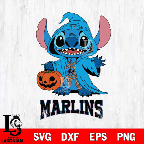 Miami Marlins Stitch Horror Svg Eps Dxf Png File, MLB svg, Digital Download, Instant Download