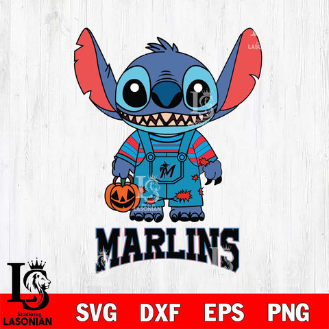 Miami Marlins Stitch Horror Halloween Svg Eps Dxf Png File, MLB svg, Digital Download, Instant Download