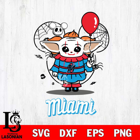 Miami Marlins Stitch Pennywise Halloween Svg Eps Dxf Png File, Digital Download, Instant Download