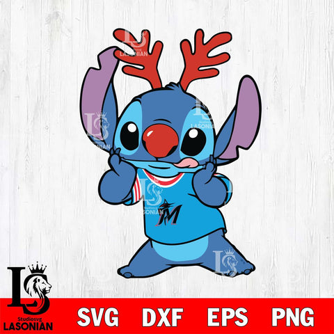 Miami Marlins Stitch Reindeer SVG DXF EPS PNG file, Cut file cricut, Instant Download