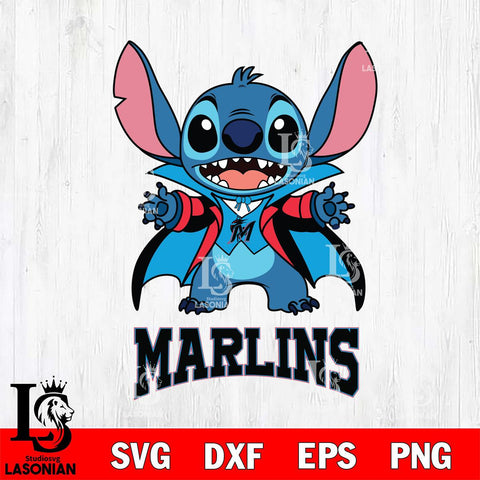 Miami Marlins Stitch Vampire halloween Svg Eps Dxf Png File, MLB svg, Digital Download, Instant Download