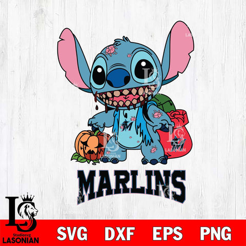 Miami Marlins Stitch Zombie Svg Eps Dxf Png File, MLB svg, Digital Download, Instant Download