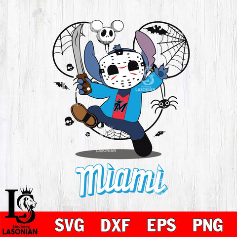 Miami Marlins Stitch jason voorhees Halloween Svg Eps Dxf Png File, Digital Download, Instant Download