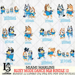 Miami Marlins  Bluey Dance MLB Bundle 12 SVG Eps Dxf Png File, Digital Download, Instant Download