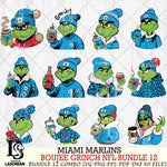 Miami Marlins  Boujee Grinch MLB Bundle 12 SVG Eps Dxf Png File, Digital Download, Instant Download