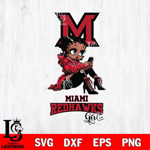 Miami RedHawks Beauty Black Fan Girl Football, Svg Eps Dxf Png File, Digital Download