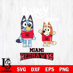 Miami RedHawks Bluey & Bingo 4 Svg Eps Dxf Png File, NCAA svg, Digital Download, Instant Download