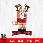 Miami RedHawks Bluey Chilli Christmas Deer Svg Eps Dxf Png File, Digital Download