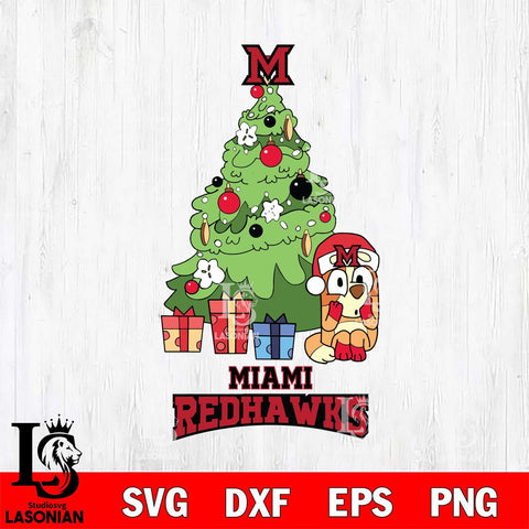 Miami RedHawks Bluey Chilli Christmas Tree Svg Eps Dxf Png File, Digital Download